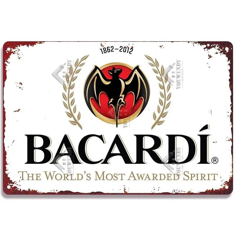 Ретро Bacardi Металлическая детская, Жестяная детская, Плакетка бренда рома, Винтажная тарелка, Настенное украшение, Постер, Бар, Мужская берлога, Шэбби