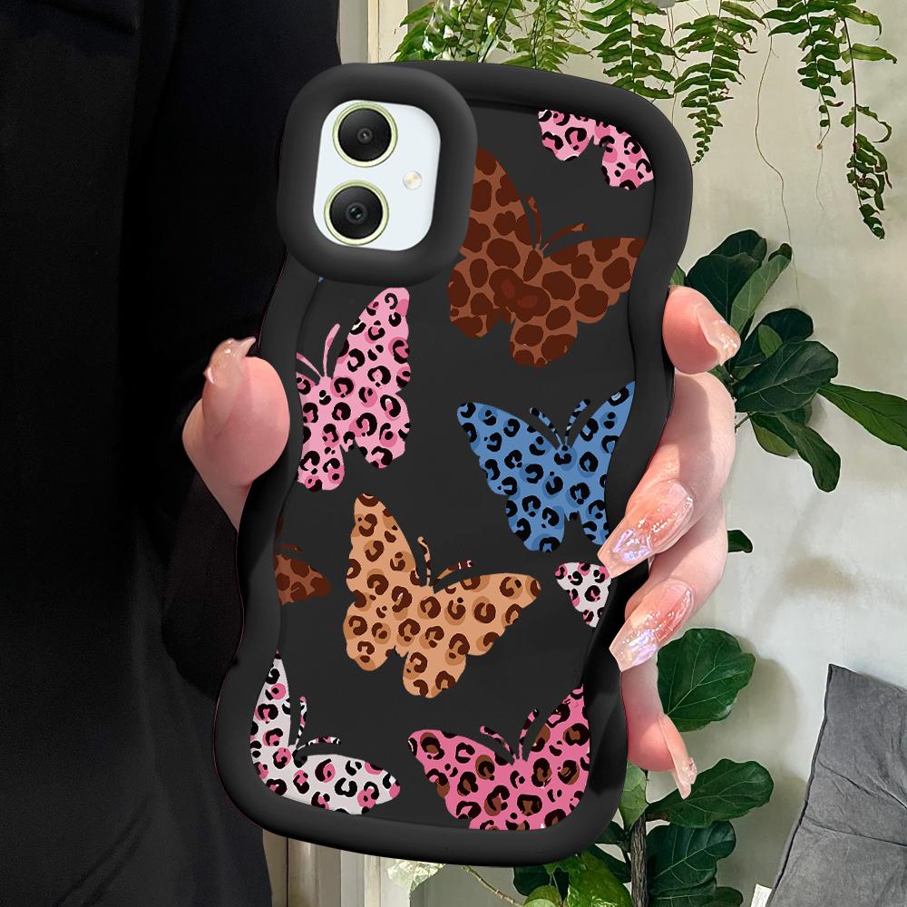 Модный мягкий чехол для телефона с леопардовым принтом и бабочкой для Samsung Galaxy A52 A73 A12 S24 Ultra 5G S23 S22 S21 S20 FE Wave Edge, противоударный защитный резиновый чехол