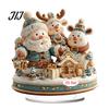 Christmas Tabletop Ornaments Candle Ornament, 2D Flat Acrylic Ornament with Base, Festive Home Accents Snowman Reindeer Table Centerpiece for