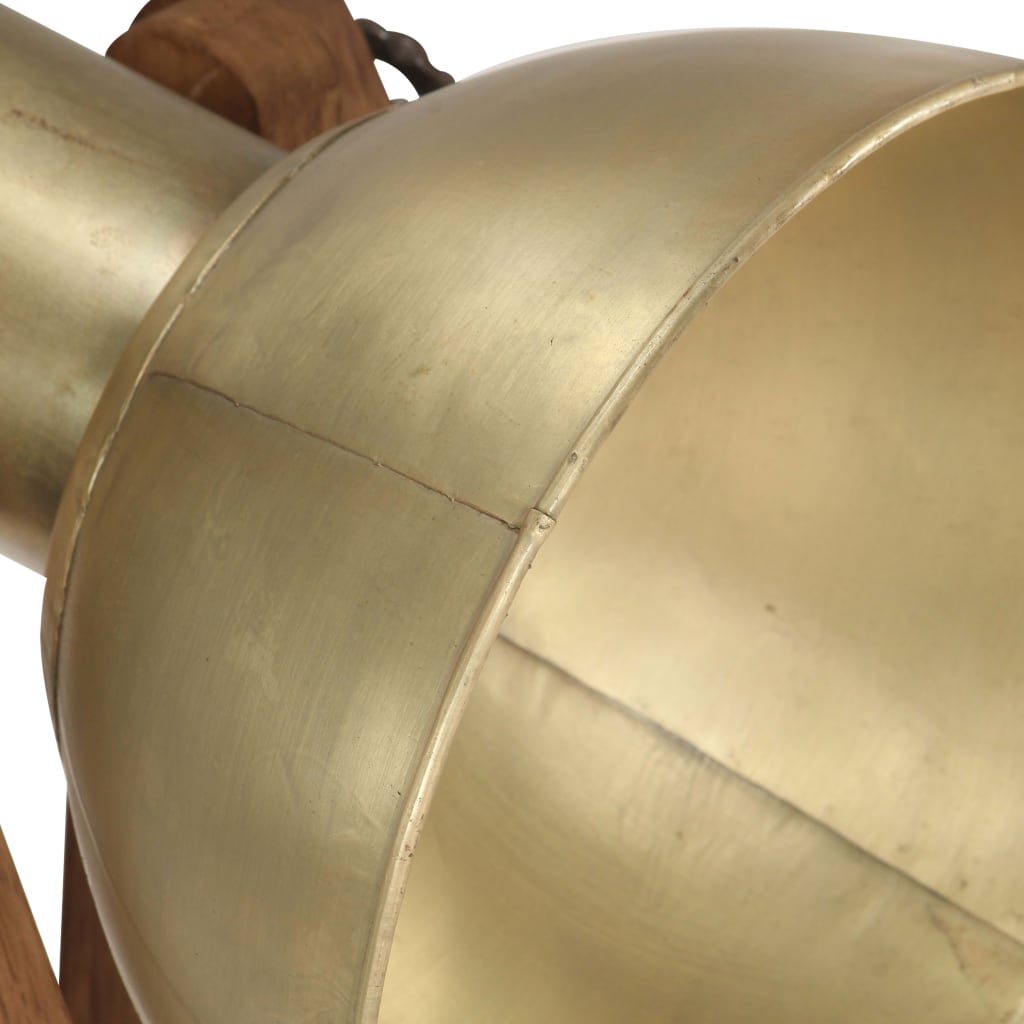 Floor Lamp Brass E27 Solid Mango Wood