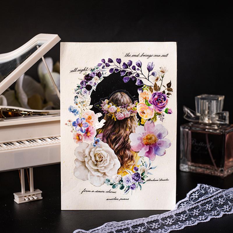 2 рулона ПЭТ-ленты с цветочным венком, креативный материал для ручной работы, для коллажей, для украшения поздравительных открыток своими руками