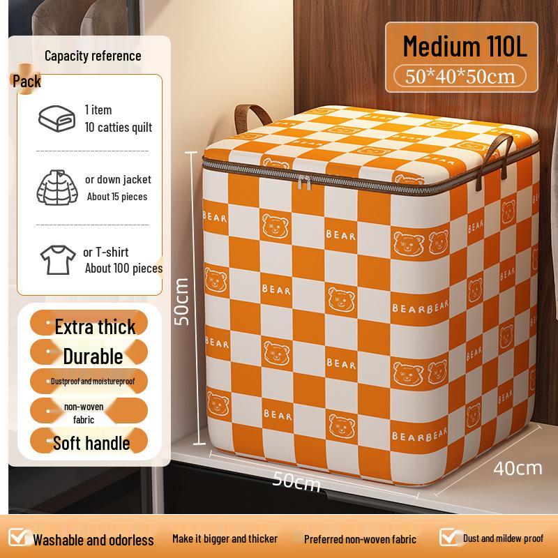 Сумка для хранения стеганого одеяла в клетку «гусиная лапка» большой вместимости - Влаго- и плесенеустойчивая нетканая упаковочная сумка