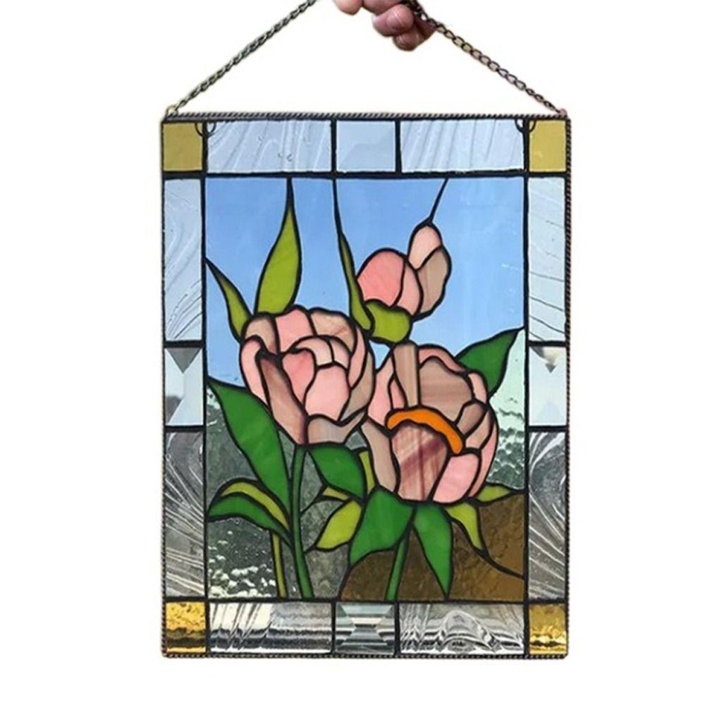 Flat Stained Window Panel Acrylic Hanging Stained Birds Panel Stained Suncatcher Home Decoration
