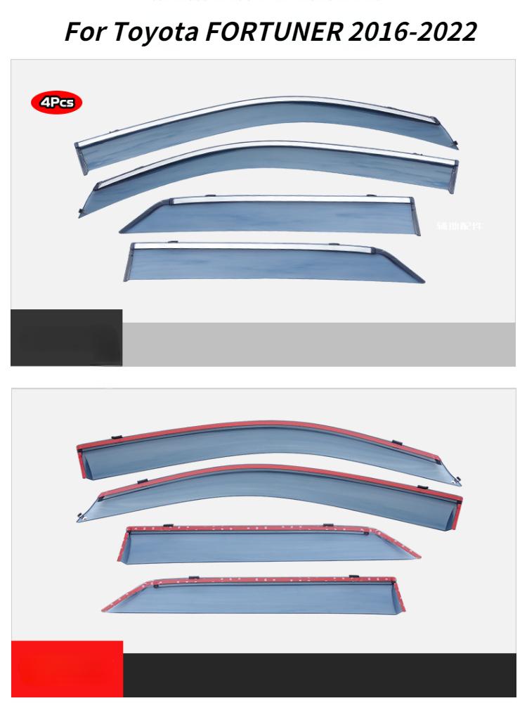 Для Toyota FORTUNER 2016-2024 Внешняя отделка Хром Детали из нержавеющей стали Дефлекторы Козырьки Защита от дождя Дверные вентиляционные решетки Вентиляционный козырек