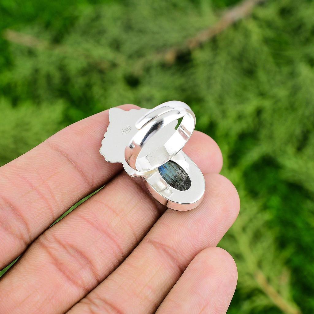 Mothers Day Sale Labradorite Stone Promise Anniversary Ring 925 Sterling Silver