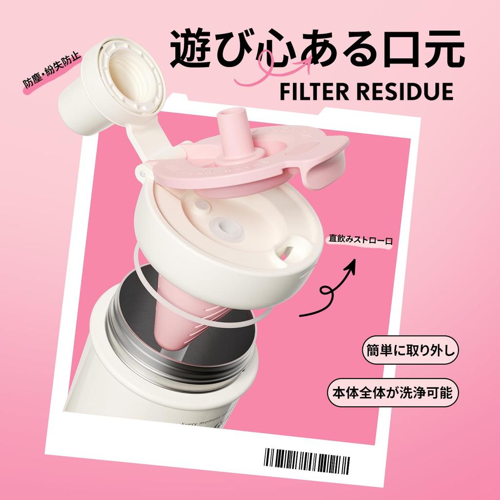 GOOM Water Bottle 600ml Thermal Bottle 31603 Stainless Steel Bottle 3WAY Water Bottle with Straw Large Capacity Vacuum Insulated Strap Included Tea