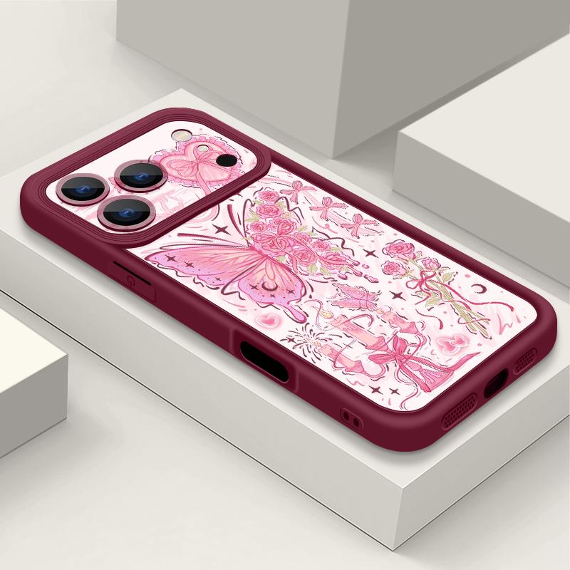 Ударопрочный чехол для телефона iPhone 17 Pro Max Чехол iPhone 16 15 14 13 Pro Max 11 17e 16e Цветной принт с бабочками Мягкий силиконовый бампер