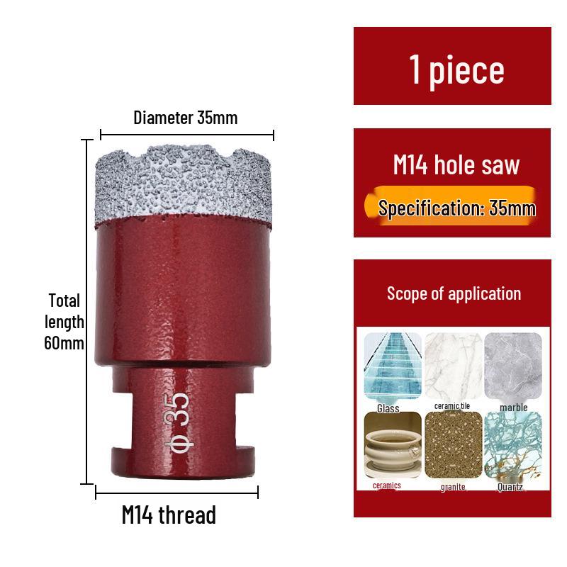 M14 Алмазная коронка паяная для плитки, мрамора, камня, стекла - Насадка для угловой шлифмашины для расширения отверстий