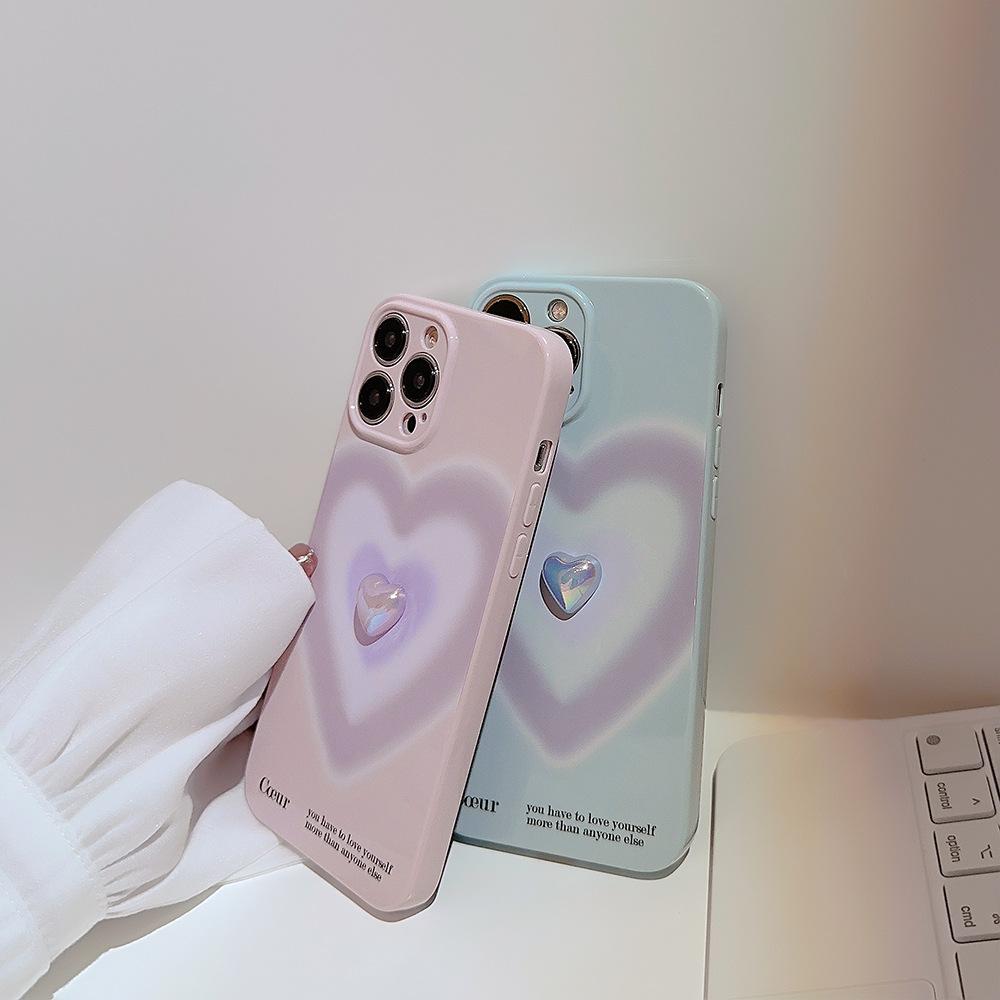Gradient Electroplating Love 15pro Max For Apple 17 Mobile Phone CaseFor IPhone14 For 11 Three-dimensional 16pro