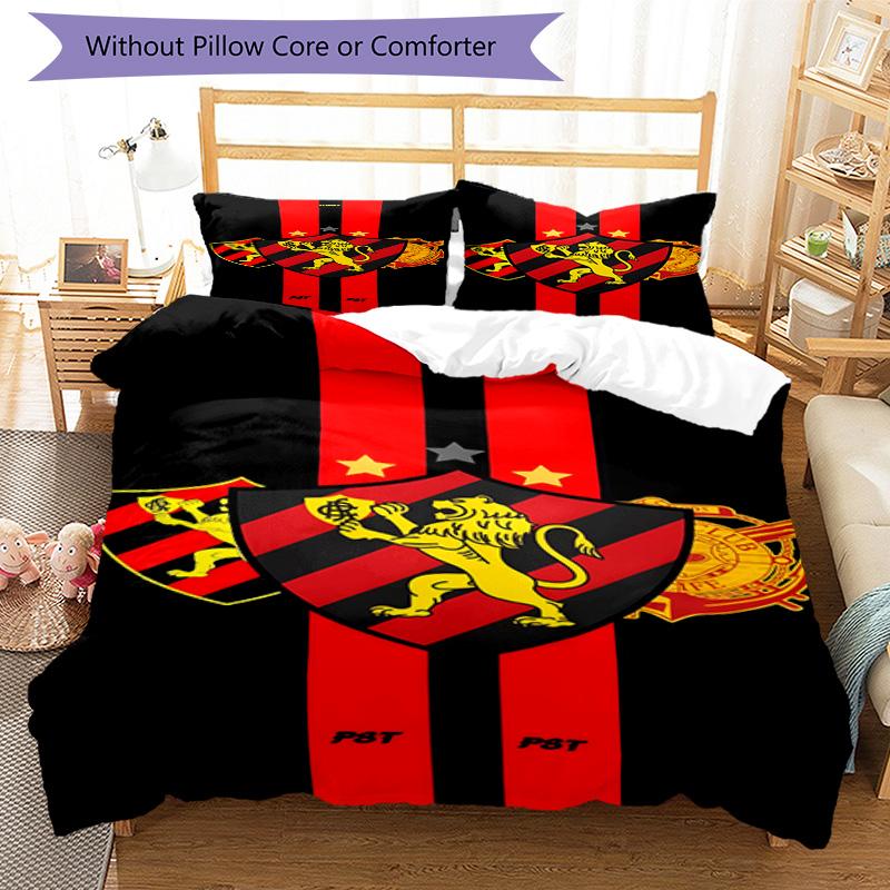 Sport Club Football Crest Printed Pattern Duvet Cover Set – includes 1 duvet cover and 2 matching pillowcases Bedroom decor Christmas gifts