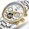Carnival Men's Automatic Mechanical Wristwatch with Calendar (Gold, Silver, and White)