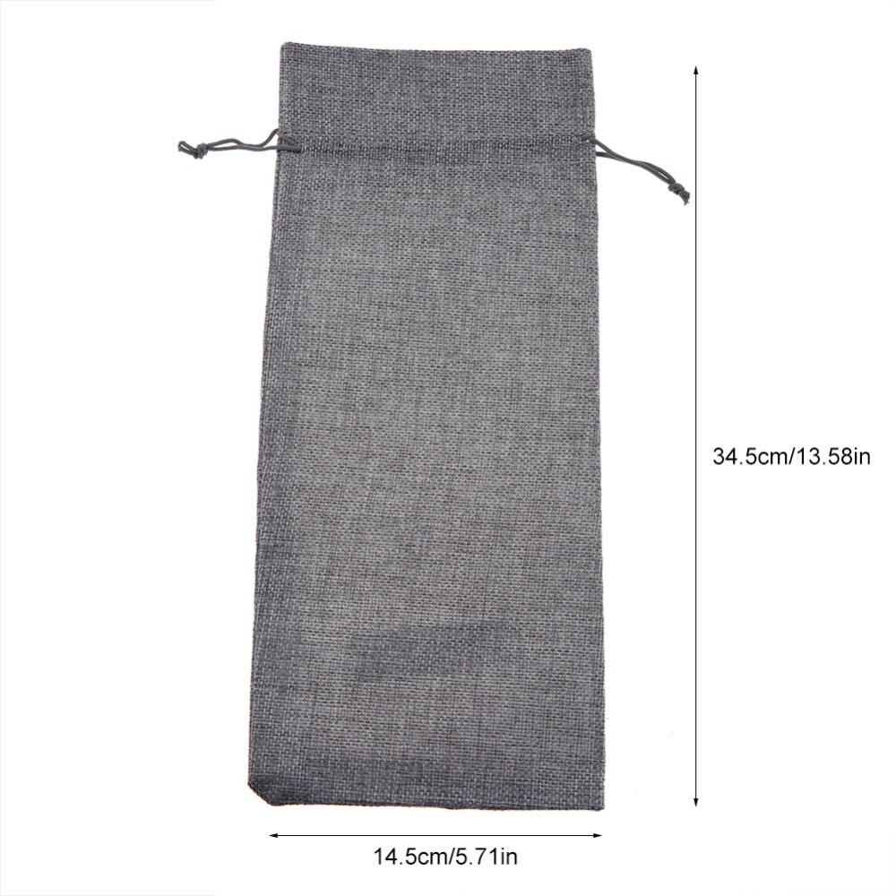 12pcs Grey Linen Fabric Wine Bag Drawstring Closure Burlap Wine Bag Wedding Favors
