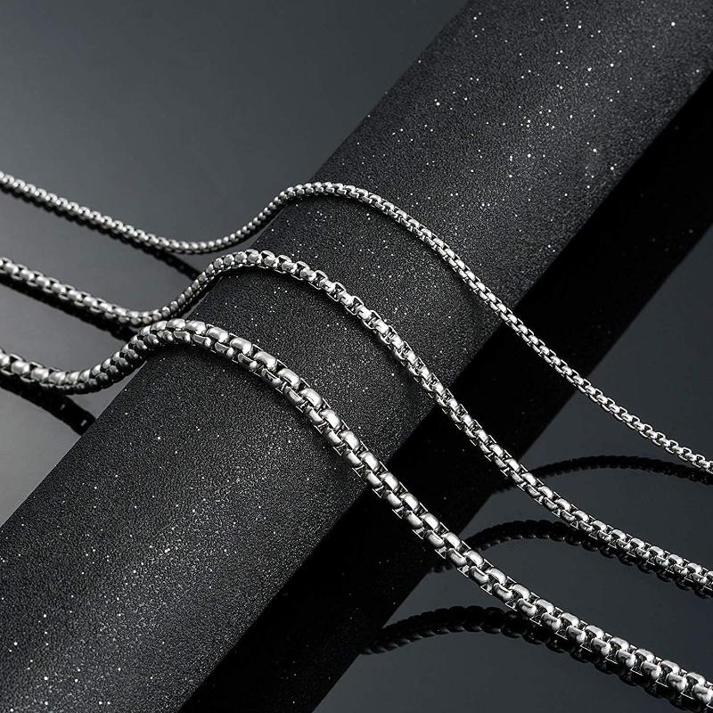 Stainless Steel Rolo Chain Necklace 18"-28" Crude Chain Necklace for Men Women Jewelry 2/3/4/5mm