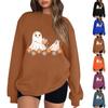 Women's Casual Fashion Printed Long Sleeved Knitted Sportswear Top, Loose Fit Halloween