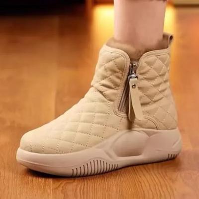 Распродажа модной женской обуви 2024 года, женские ботинки с боковой молнией, зимние ботинки с круглым носком, плюшевый флис для тепла, однотонные короткие зимние ботинки на платформе