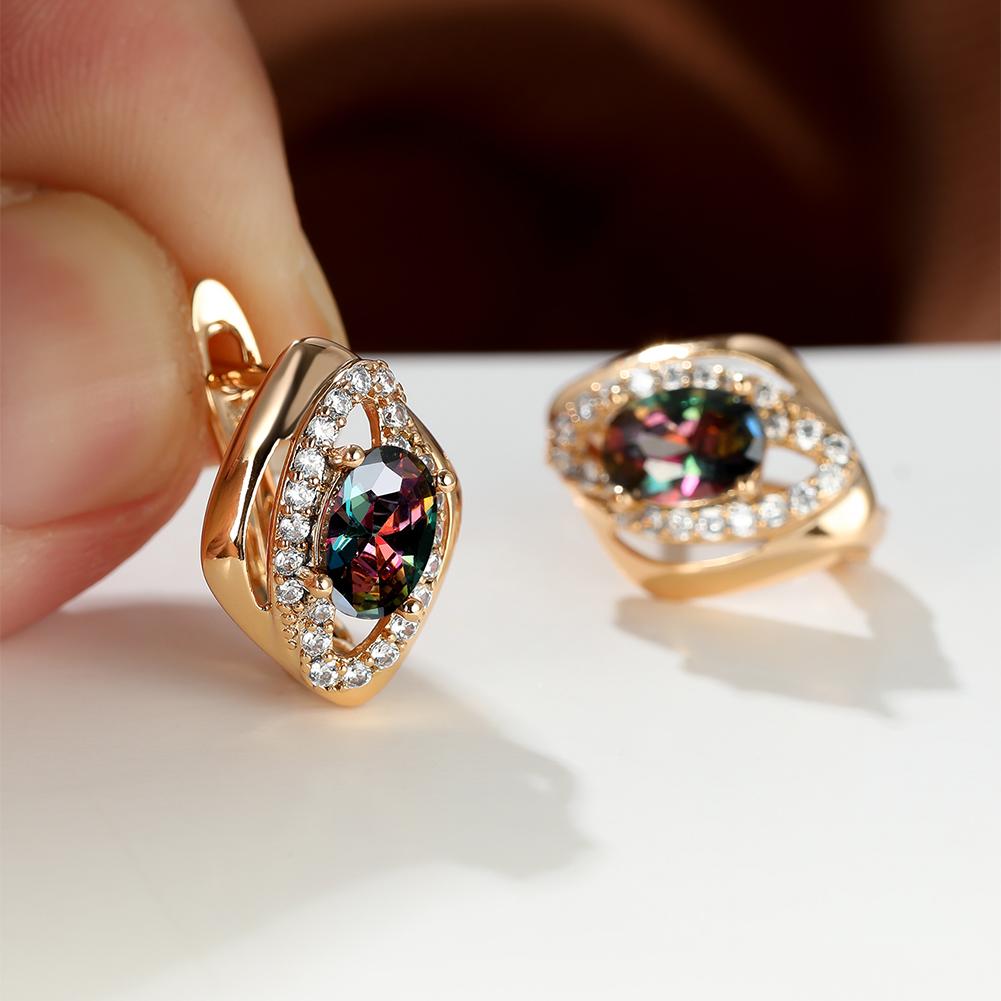 Mystic Oval Cut Rainbow Stone Marquise Design Earrings Horse Eye Love Dangle Earrings Bride Band Engagement Jewelry