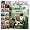 Смешной кошачий календарь 2026 12-месячный настенный календарь Веселые коты на унитазе читающие газету Подарок для любителя кошек для декора дома и офиса