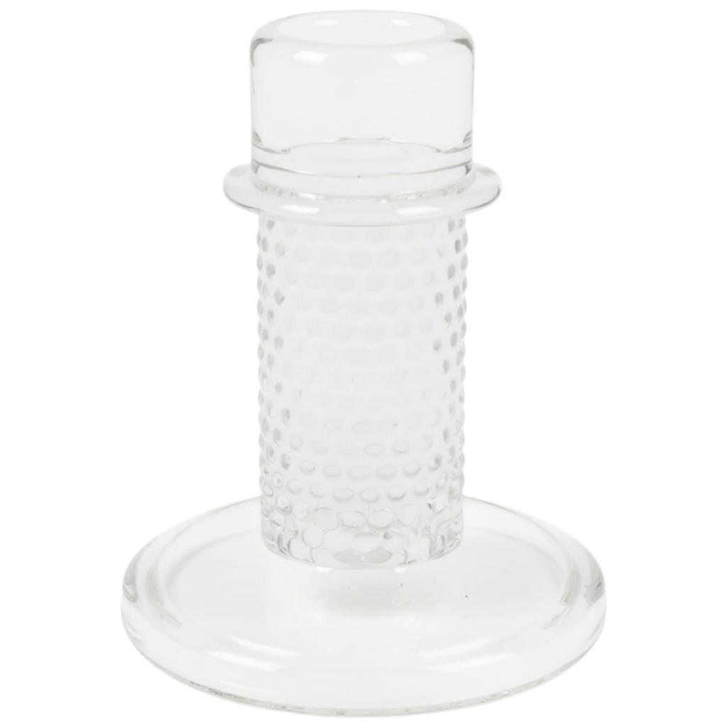 Transparent glass candelabra, height 11 cm, for 1 long candle