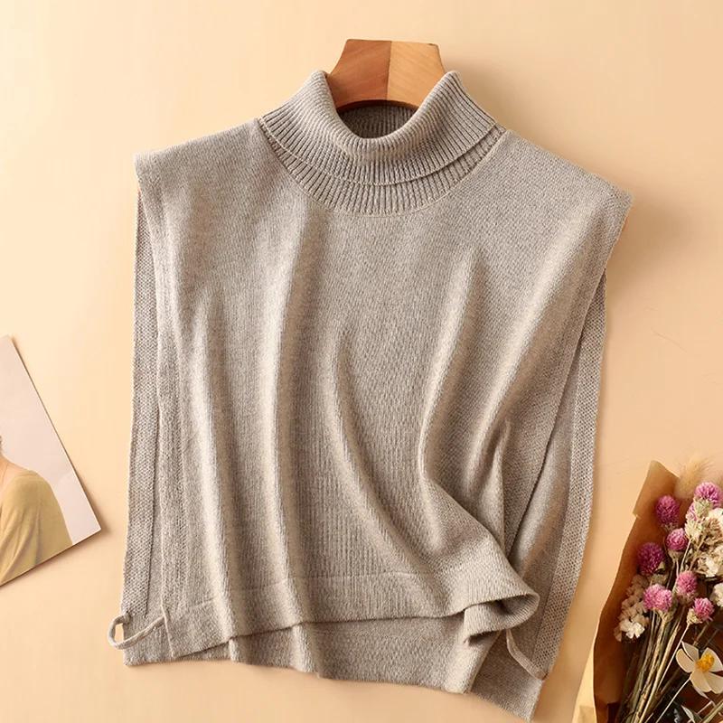 Women Wool Detachable Collar Fake Neck Mock Hooded Solid Color False Sweater Ladies Turtleneck Neckwear Clothing Accessories