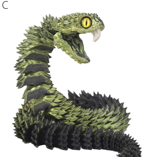 3D-печатная шарнирная змея, гибкая змея, украшение с зубами, игрушка для снятия стресса с домашнего питомца, декор для домашнего офиса