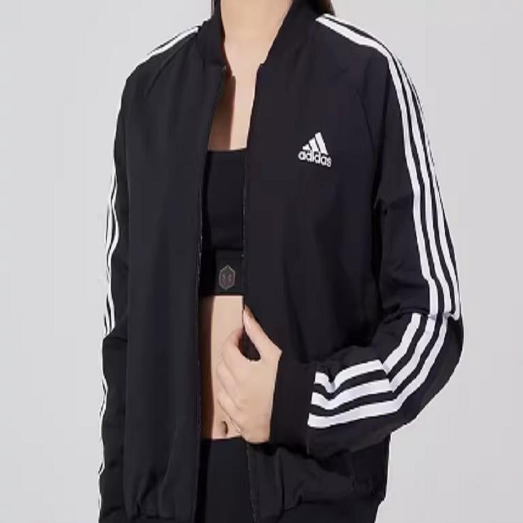 adidas Женская тканая спортивная куртка Essentials с 3 полосками, черная GS1352