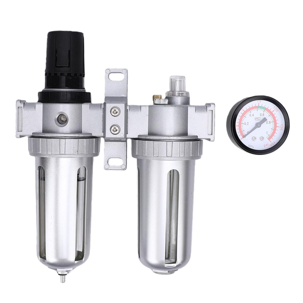 Air Compressor Filter Regulator Combo 1 4in SFC200 Aluminum Alloy Oil Water Separator Semi Auto Drain for Auto Repair