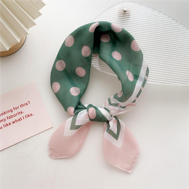 58cm Cotton Linen Women's Scarf Fashion Print for Hair and Neck Square Design