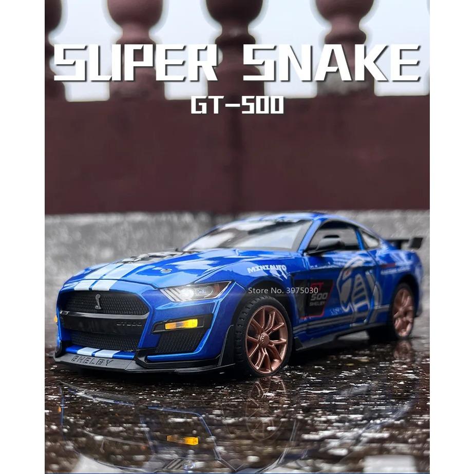 1/32 Масштабная модель спортивного автомобиля Mustang Shelby GT500 Литой металл Высокая имитация звука и света Коллекция детских игрушек Подарки