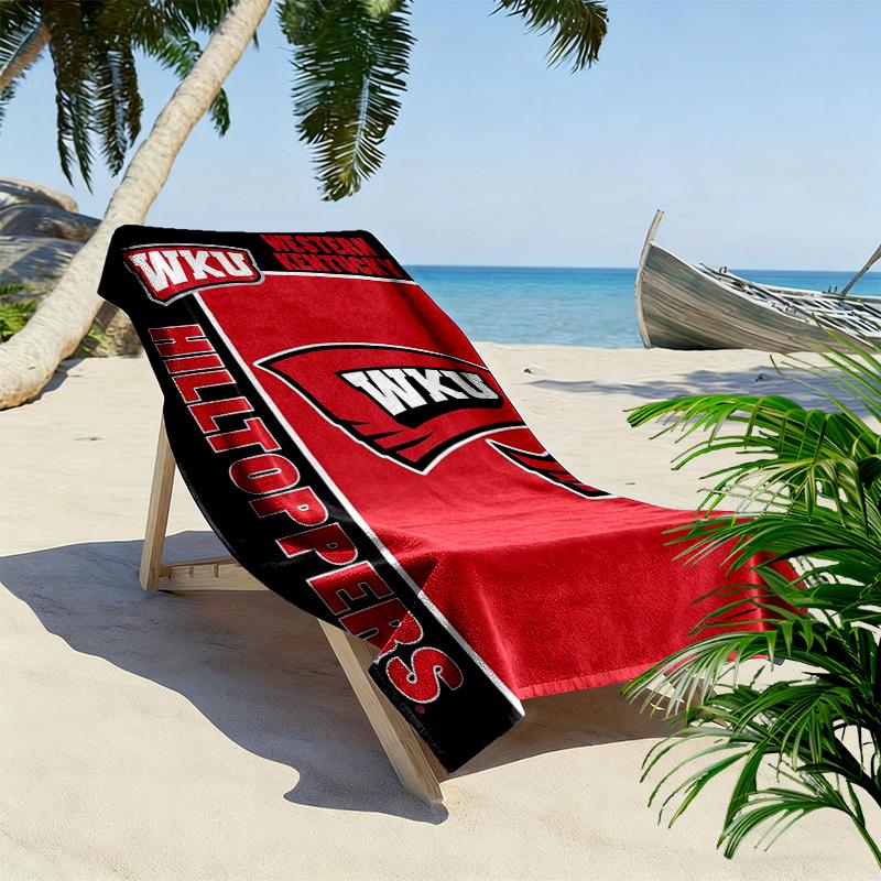 Western Kentucky Hilltoppers Print Beach Towel, Large Soft Quick Dry Towel for Beach Camping Swimming