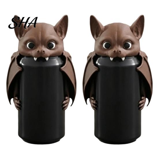 Creative Office Desk Accessory 3D Printed Bat Can Holder, Funny Cartoon Vampire Cat Stand Home Bar Table Decor for Standard Soda Cans, Halloween