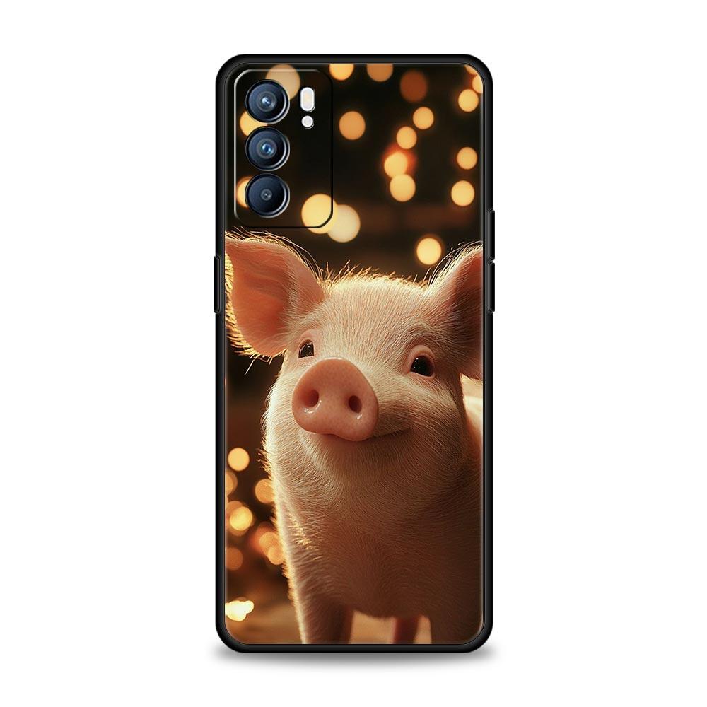 Милый Чехол для Телефона в Виде Свинки Для Oppo A17 A31 A54 A57 A78 A79 A98 Find X5 X6 Reno 6 7 8 10 11 12 13 F Pro 5G Мягкий ТПУ Чехол Fundas Capas