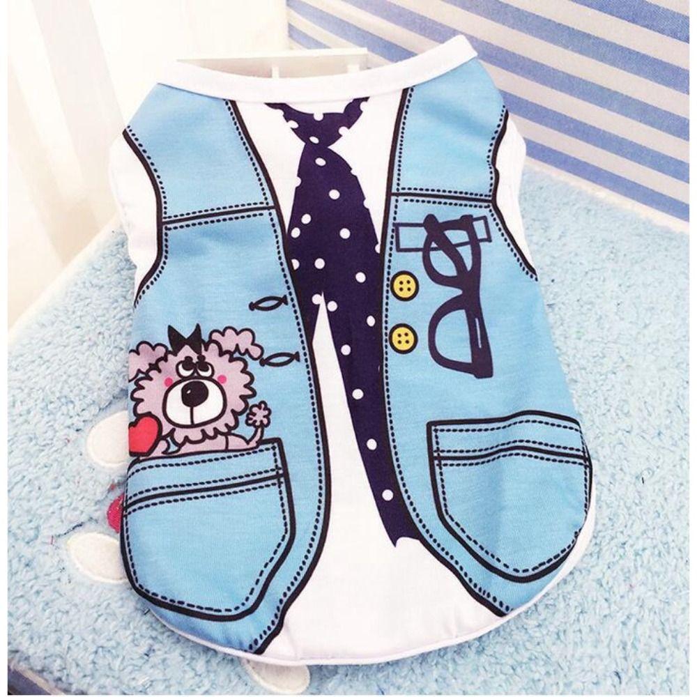 Pink Blue Puppy Dogs Vests Soft Small Dog T-Shirt Lovely Cartoon Clothing Summer Shirt