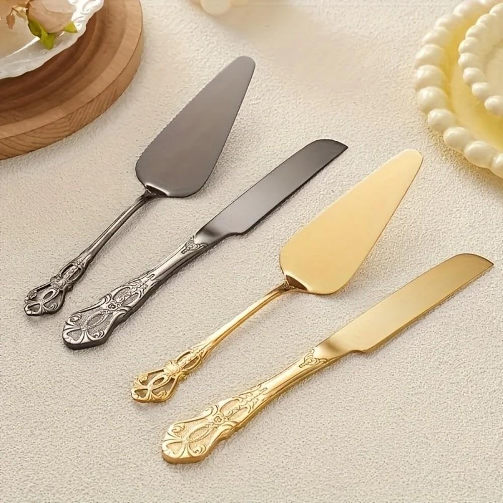 Набор из 2 шт. лопаток для торта из нержавеющей стали, сервировочная лопатка с резьбой, винтажная лопатка для торта Для дворцовых вечеринок
