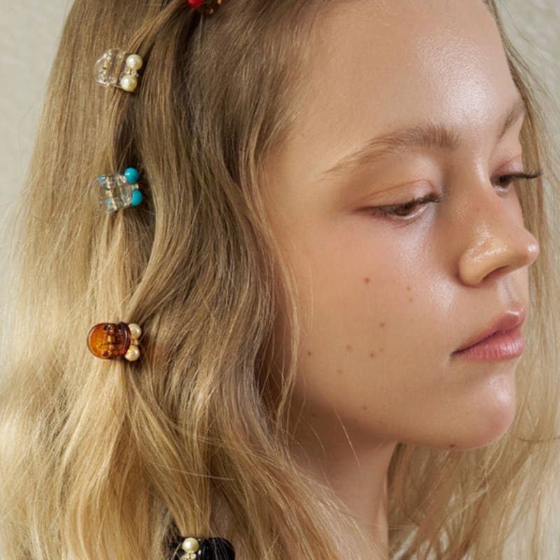 FANTASTIC PLANET [2SET] beads ball mini hair clip (5colors)