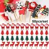 50/100Pcs Snowman Christmas Toothpicks Disposable Fruit Salad Bamboo Sticks Buffet