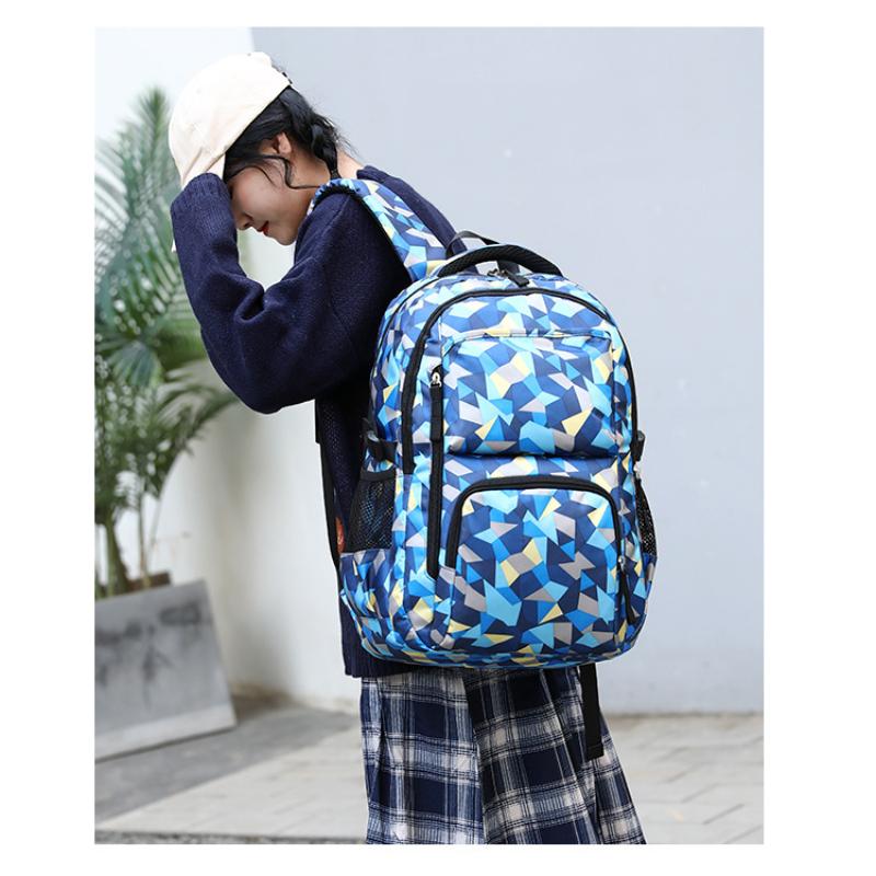 Модный рюкзак с геометрическим принтом для учеников начальной школы, легкий нейлоновый школьный рюкзак для девочек-подростков, портативный рюкзак для ноутбука