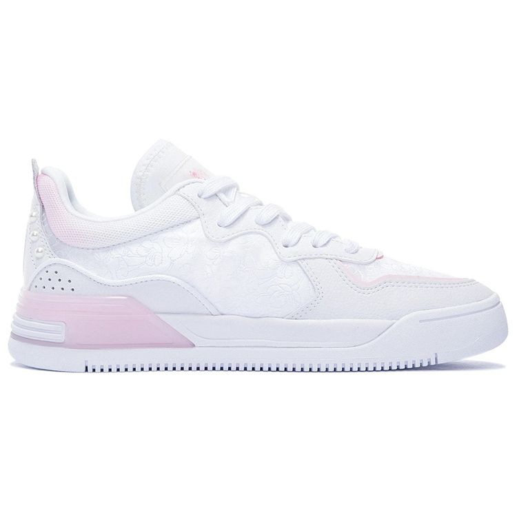 Li Ning We Wo V1 Sakura Limited Edition Non-Slip Wear-Resistant Low-Top Skate Shoes Women Sneaker White Pink AGCS182-3