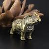 Mini Brass Rhino Sculpture Zen Desktop Decor Car Ornament Micro Landscape Zen Garden Gift Keychain Accessories