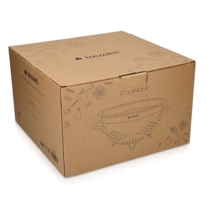 Navaris passoire en acier inoxydable - égouttoir en inox ø 24 cm x 14 cm - passoire sur pied avec poignée - ustensile cuisine pour