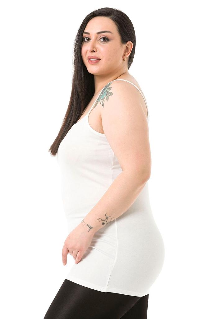 Женская блузка большого размера. Боди большого размера из вискозы цвета экрю с веревочными бретелями.