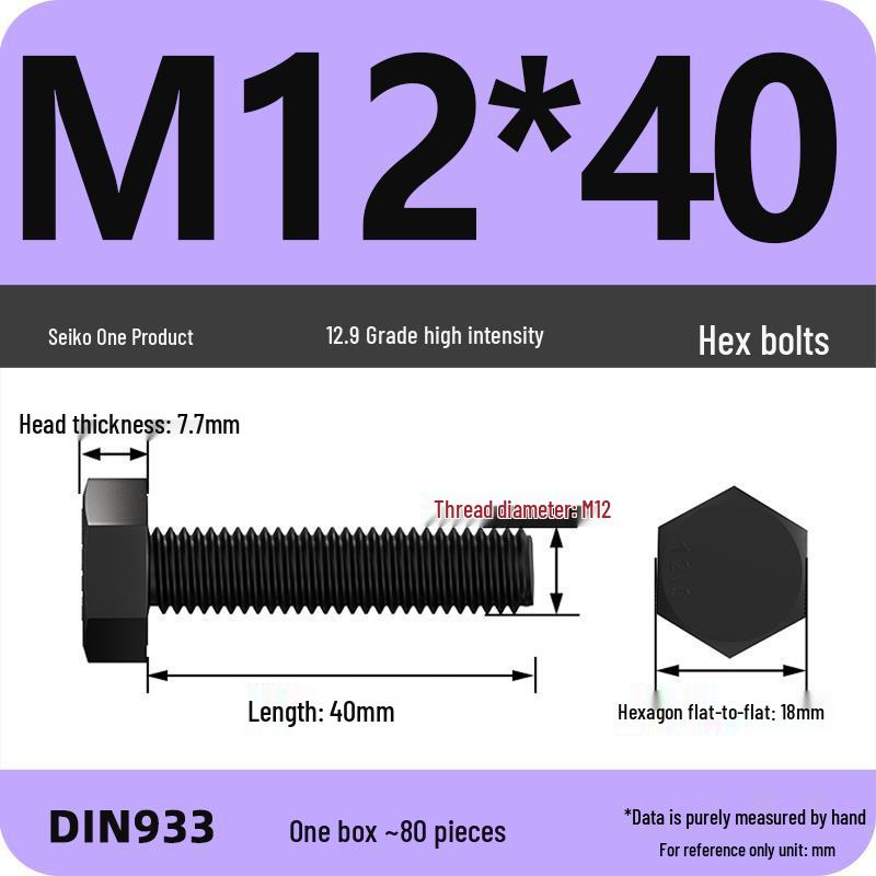 Набор шестигранных болтов высокой прочности Класса 12.9: Размеры M4-M16