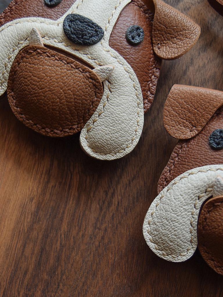 Бульдог ручной работы кожаная сумка для ключей от машины подвеска на зеркало заднего вида персонализированный брелок