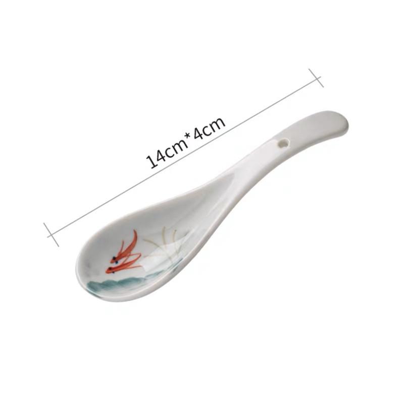 Ceramic Dessert Coffee Spoon Porcelain Soup Spoon Painted Stirring Spoon Tableware Kitchen Utensils