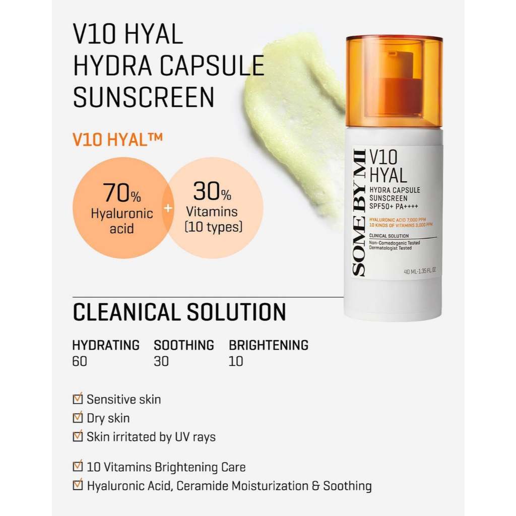 SOME BY MI V10 Hyal Hydra Capsule Солнцезащитный крем 40 мл