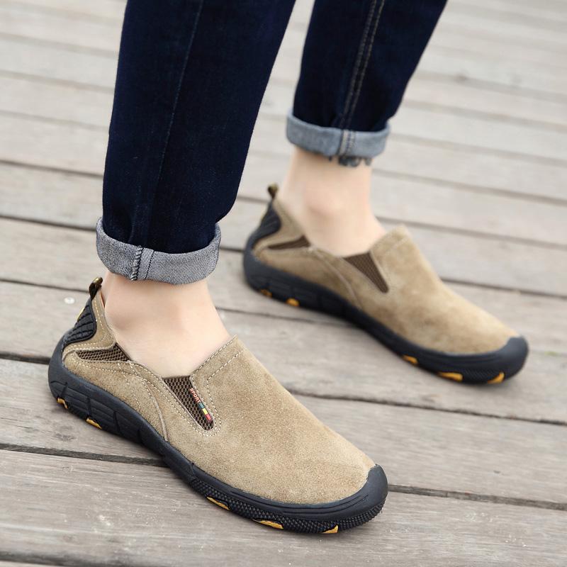 Plus Size 39-48 Men Genuine Leather Casual Shoes Comfortable Soft Sole Anti Slip Daily Walking Driving Office Loafers for Daily Wear Business