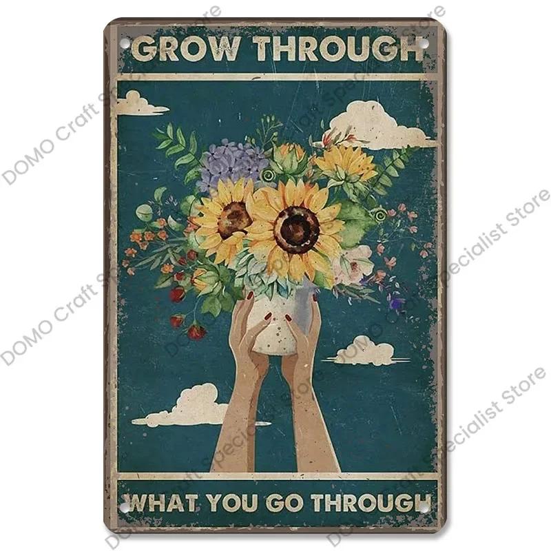 Vintage Garden Metal Tin Sign Plaque pc CatDogSunflowersGirl Design Ideal Wall Decor for Flower ShopManorLiving Room