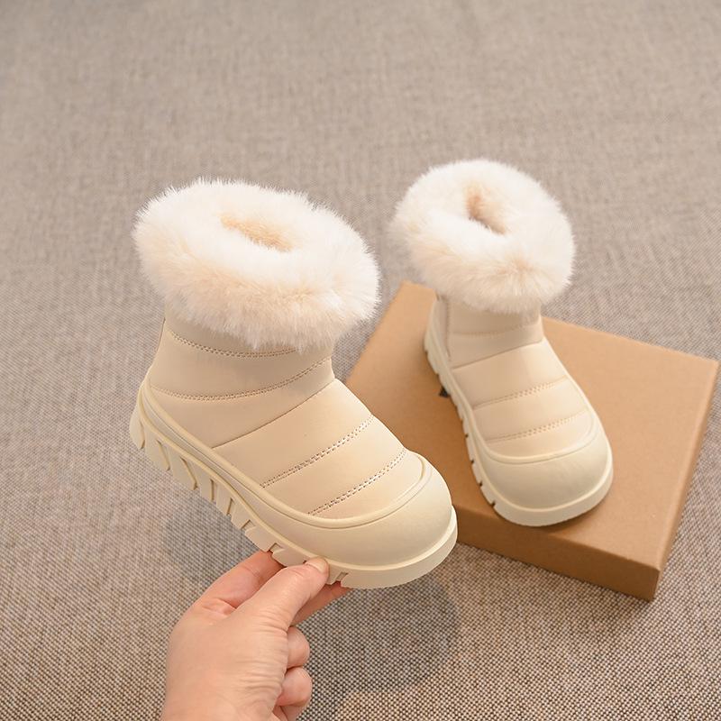 Korean Kids' Fur-Lined Cotton Snow Boots, Winter 2024 Collection