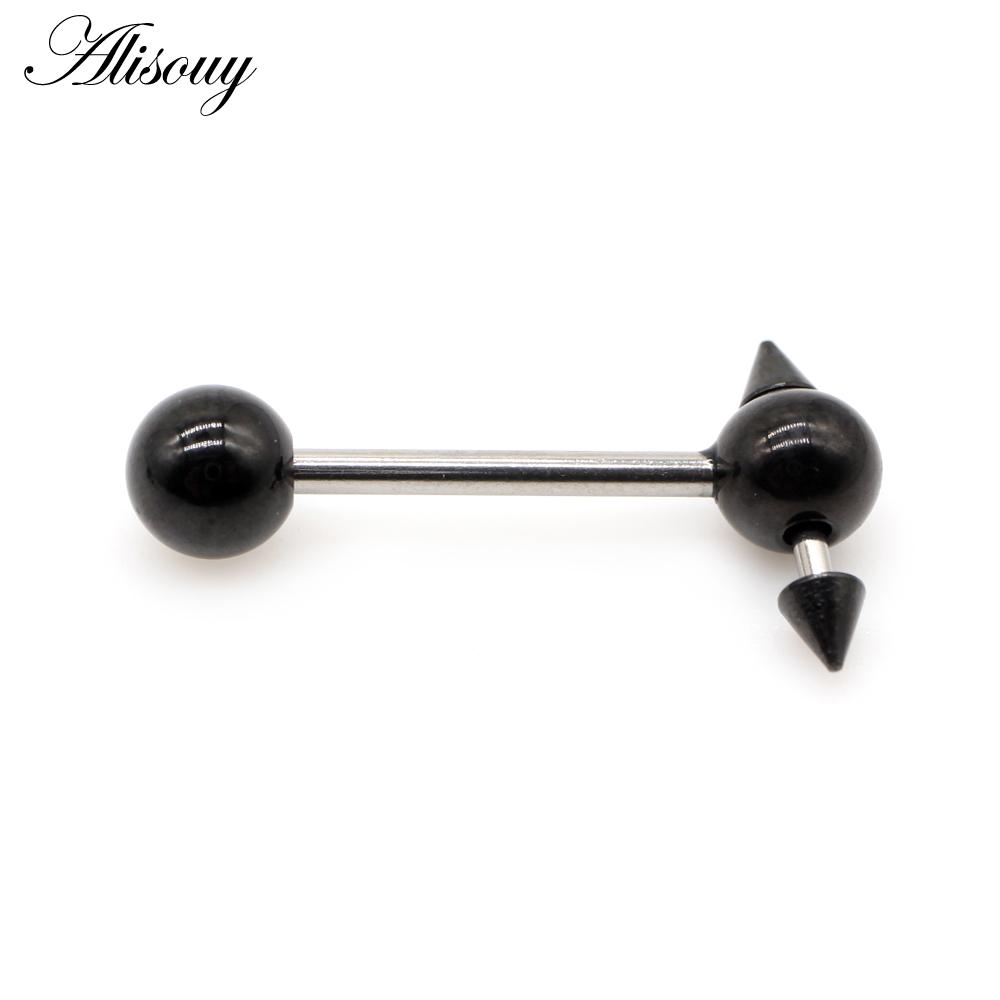 Alisouy 1 шт. скользящий конусный шар из нержавеющей стали штанга для пирсинга языка нить унисекс 14 г губные кольца для губ ювелирные изделия для тела