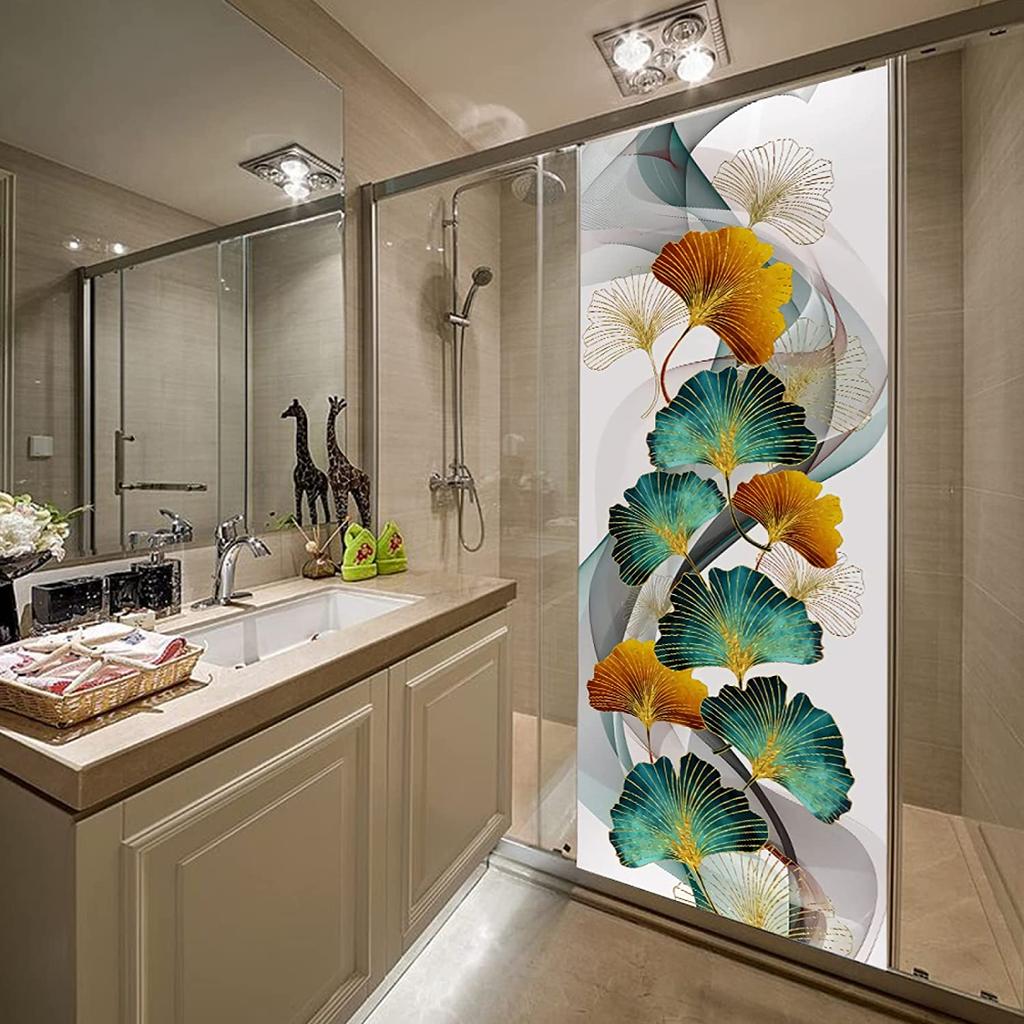 3D красочные наклейки на дверь гинкго билоба, настенная роспись гостиной, спальни, обои на дверь, наклейки на стену, самоклеящиеся, водонепроницаемый декор