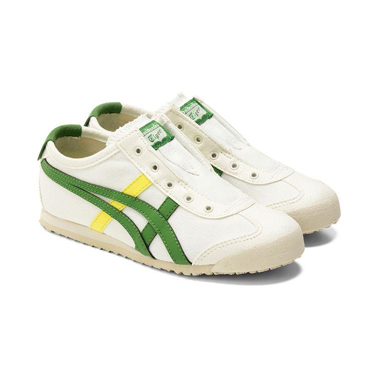 ONITSUKA TIGER Mexico 66 Slip-On Leather Retro Durable Low-Top Running Shoes Kids Sneaker White Green 1184A085-103